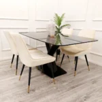 Apollo 1.6m Black Sintered Stone Dining Table – Modern Industrial Elegance
