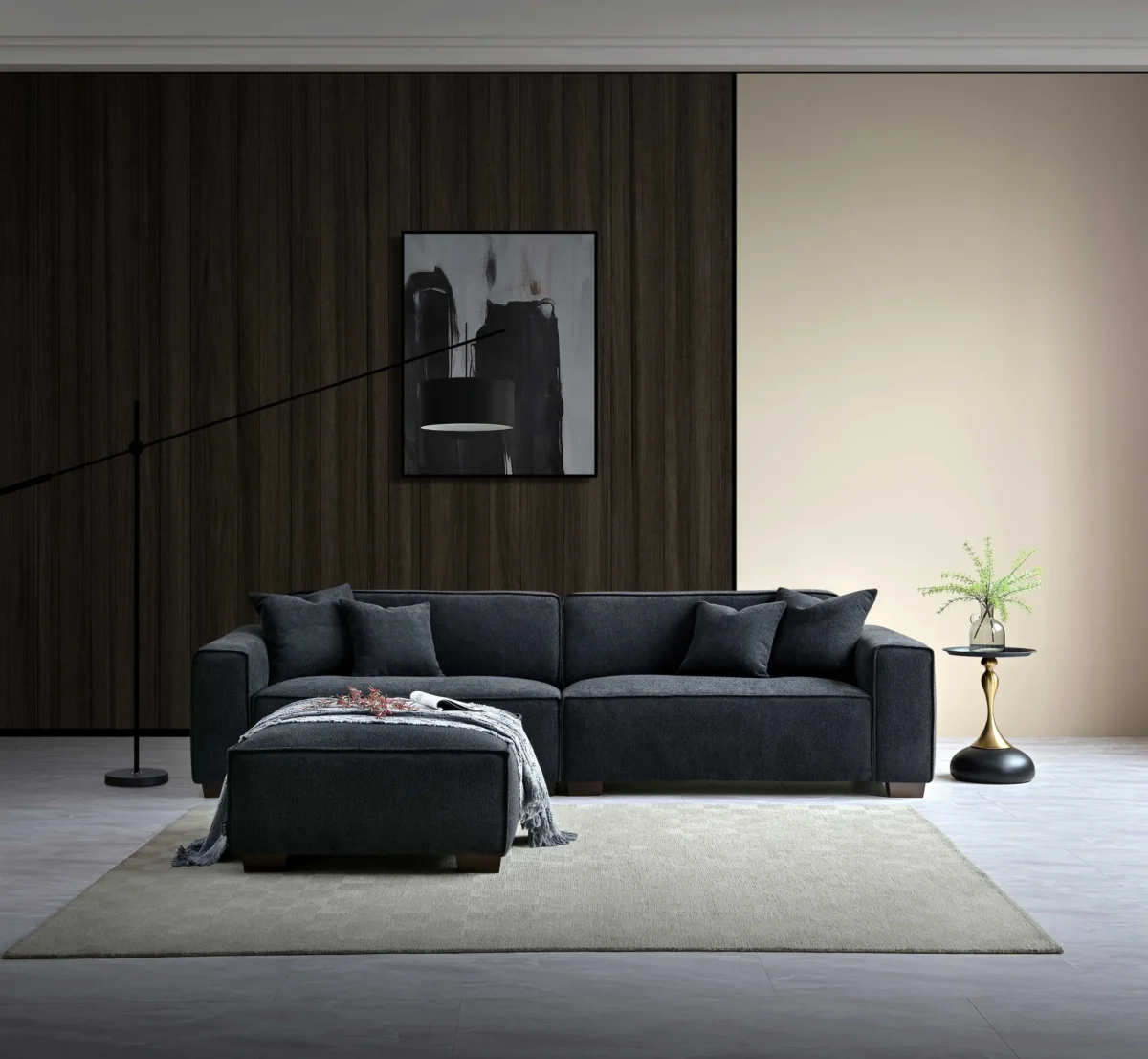 Dakota 4-Seater Sofa with Chaise – Feather-Filled Luxury in Bouclé - Image 1