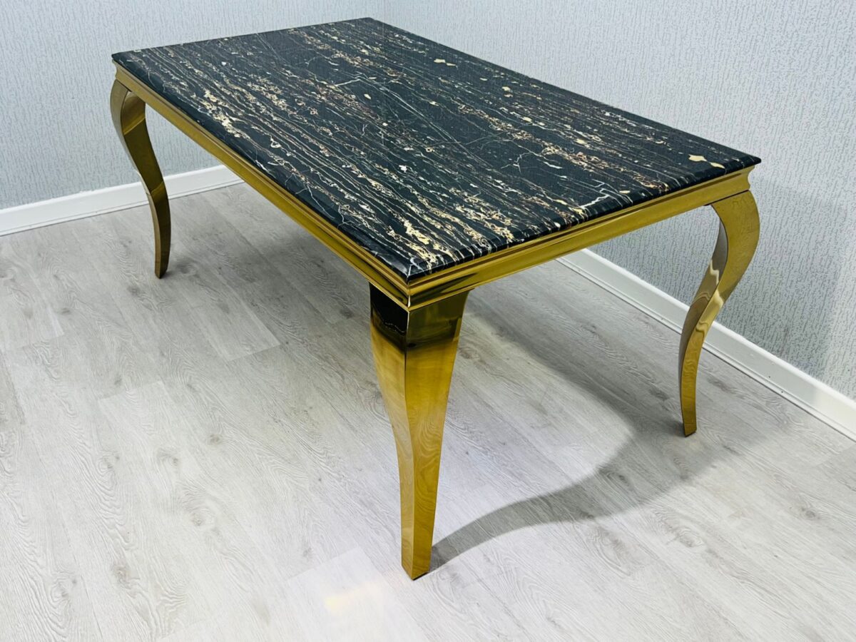 Aurelia Black & Gold Marble Dining Table – Timeless Elegance - Image 1