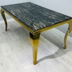 Aurelia Black & Gold Marble Dining Table – Timeless Elegance