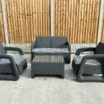 Hampton Grey Rattan Lounge Set – 4-Piece Outdoor Sanctuary
