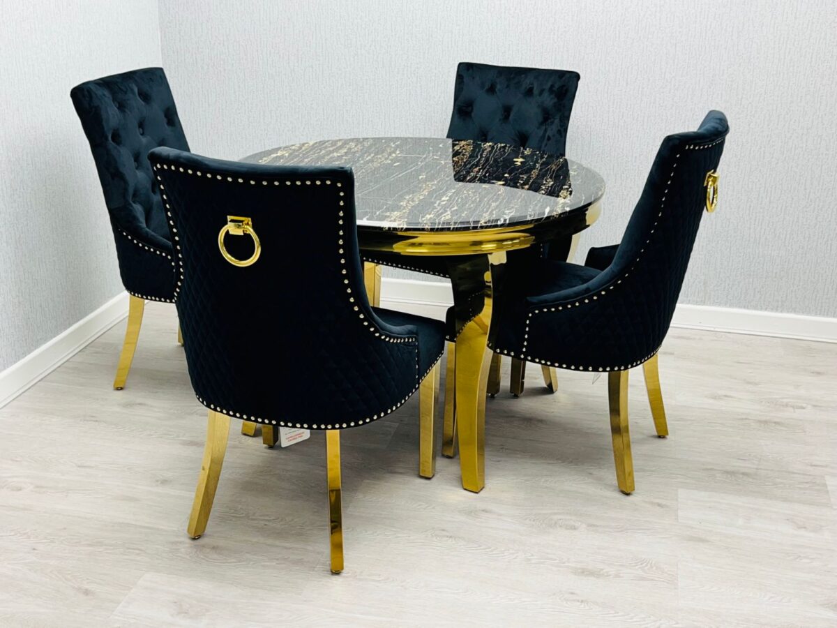Aurelia Black & Gold Marble Dining Table – Timeless Elegance - Image 5