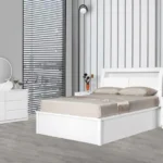 SOMI White High Gloss MDF Gas Lift Storage Bed with Headboard Storage