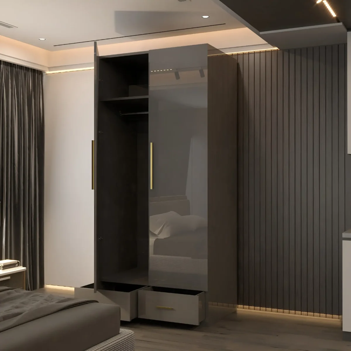 XD4 2 Door High Gloss Wardrobe - Image 6