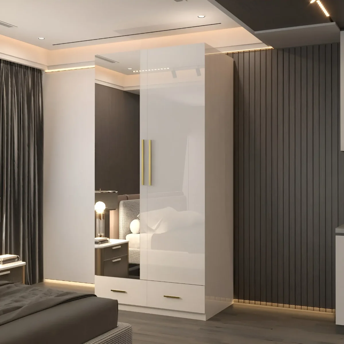 XD4 2 Door High Gloss Wardrobe - Image 1