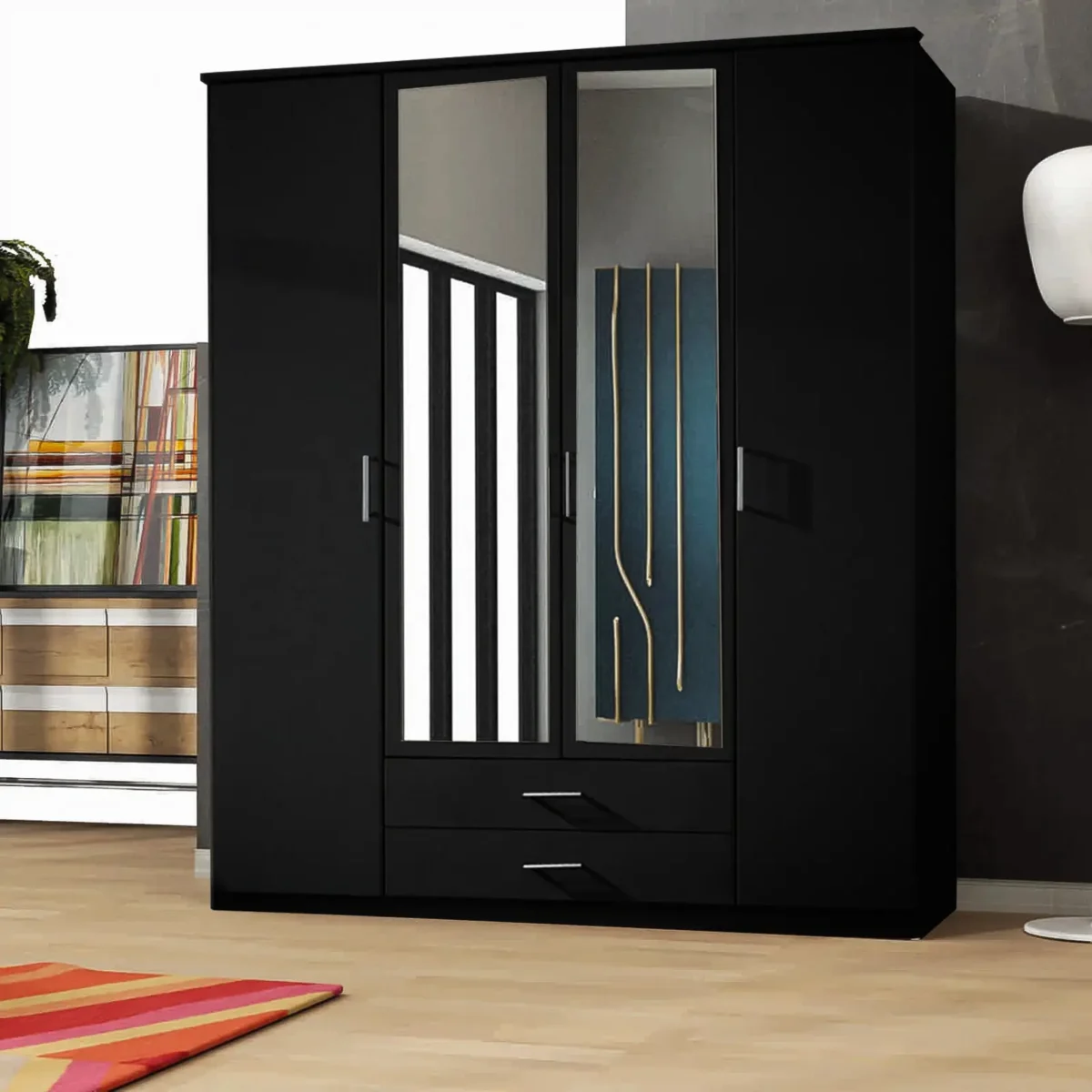 XD1 4 Door High Gloss Wardrobe - Image 9