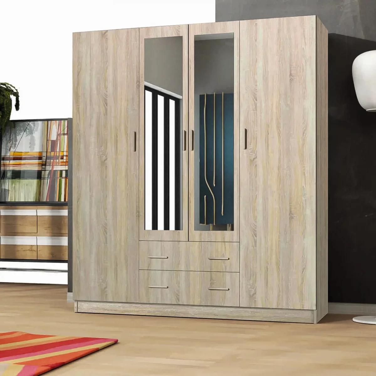 XD1 4 Door High Gloss Wardrobe - Image 7