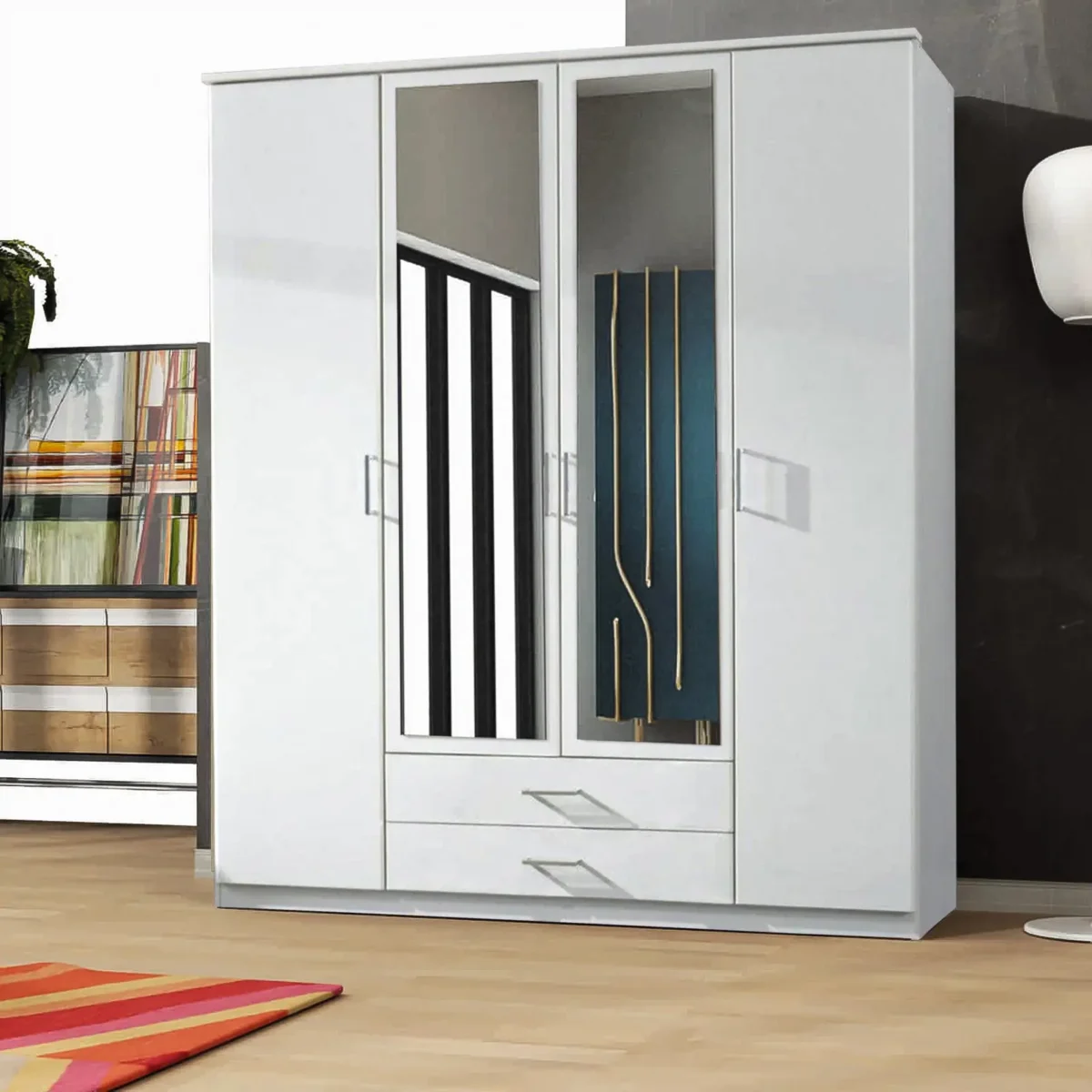 XD1 4 Door High Gloss Wardrobe - Image 5