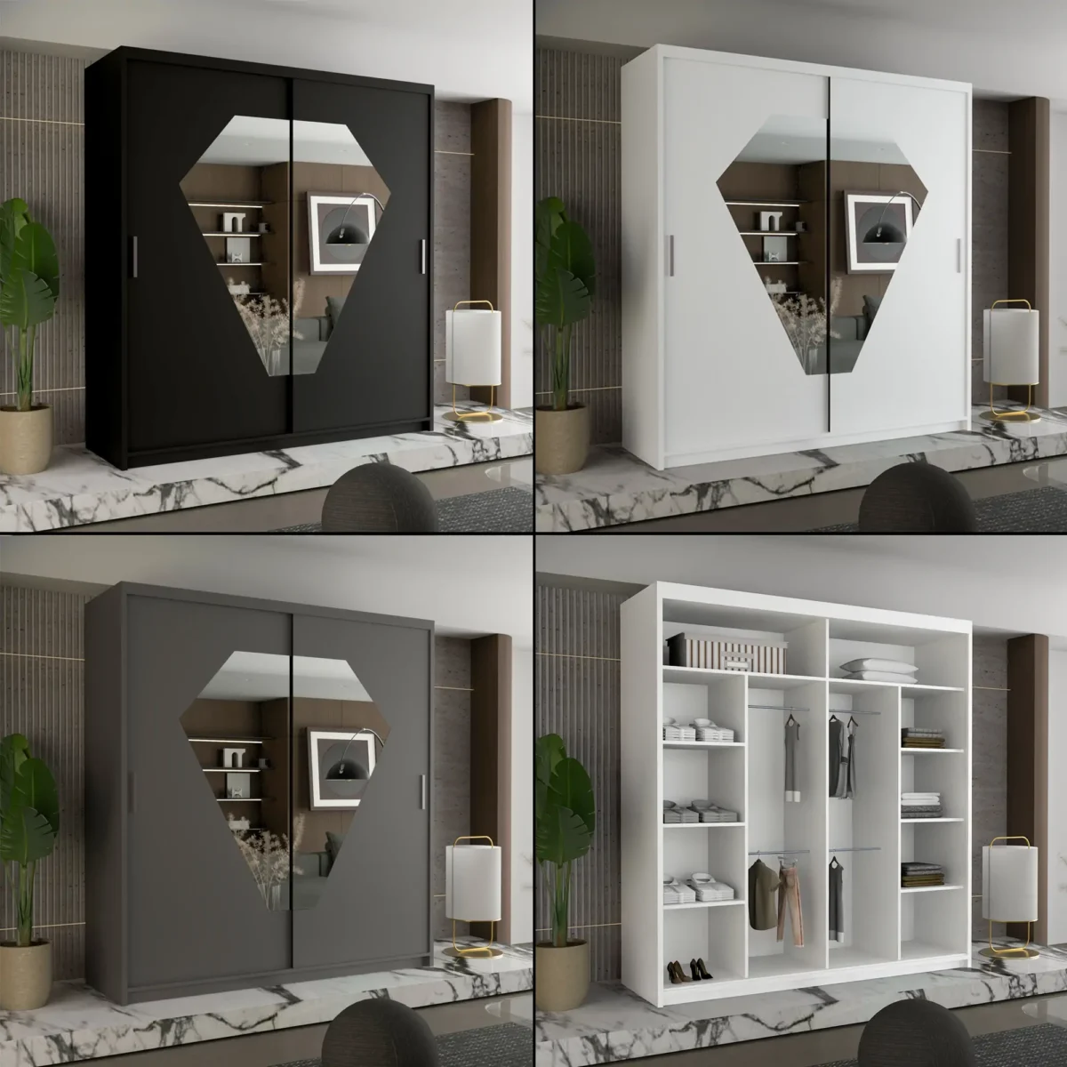 DIAMOND WARDROBE – Luxurious Sliding Door Wardrobe with Premium Brilliance - Image 1