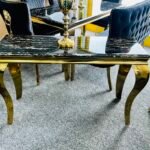 Sofia Black & Gold Marble Console Table