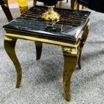 Sofia Black & Gold Marble Lamp Table