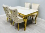 Sofia Cream & Gold Marble Table All Sizes - Image 2