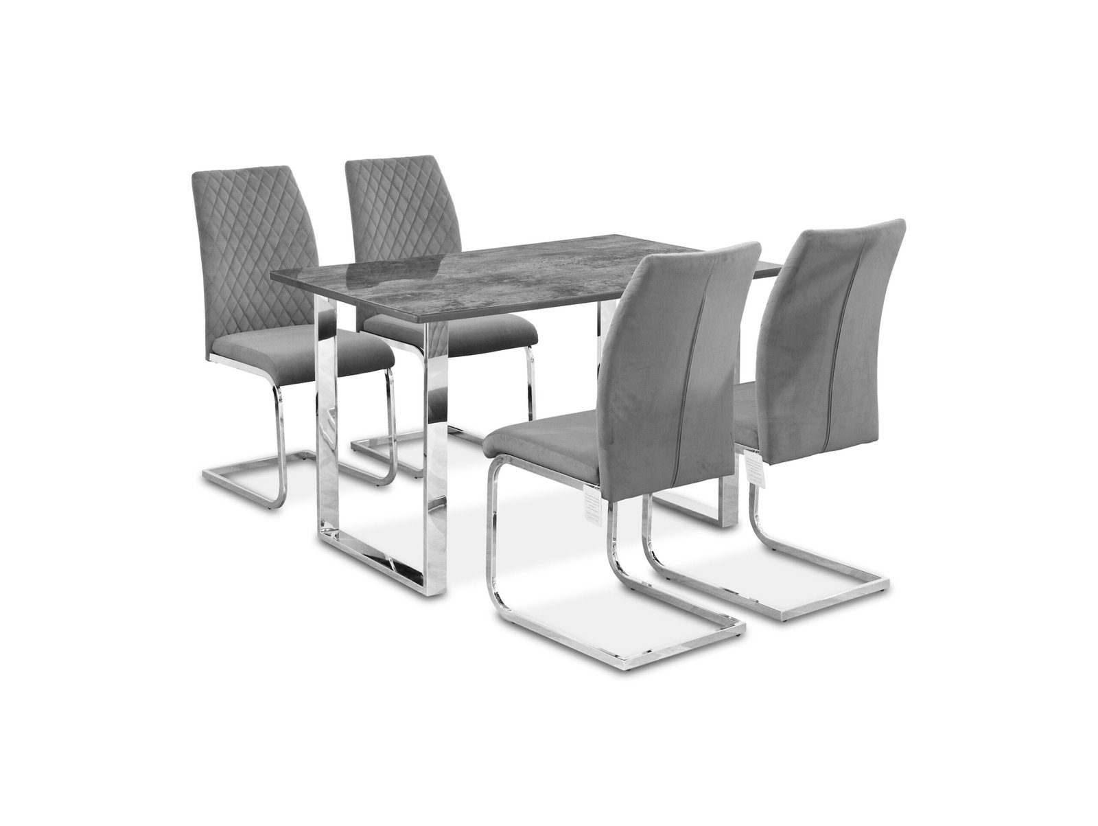 MG_0396-scaled Tokyo Dining Set Grey Stone Effect Table with 4 Chairs - Image 1
