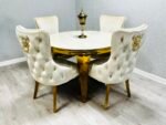 Sofia Cream & Gold Marble Table All Sizes - Image 4