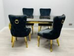 Sofia Black & Gold Dining Table All Sizes