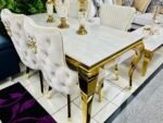 Sofia Cream & Gold Marble Table All Sizes - Image 3