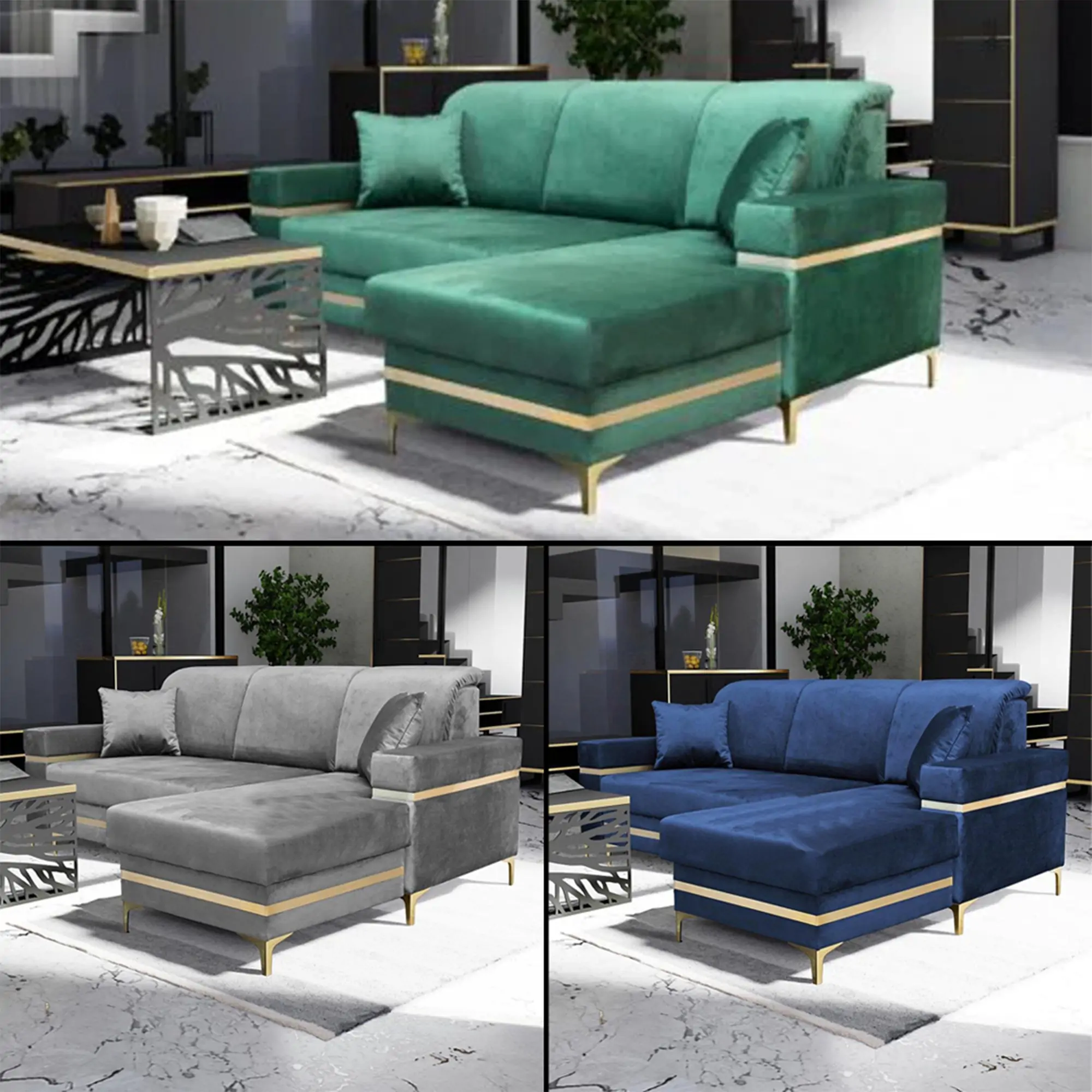 tittle-image Florence Gold Corner Sofa Bed - Image 1